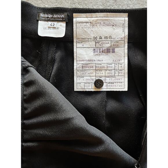 GIORGIO ARMANI Wool High Rise Pant Trousers Ribbon Trim Designer Italy 42/8 EUC - Picture 5 of 8